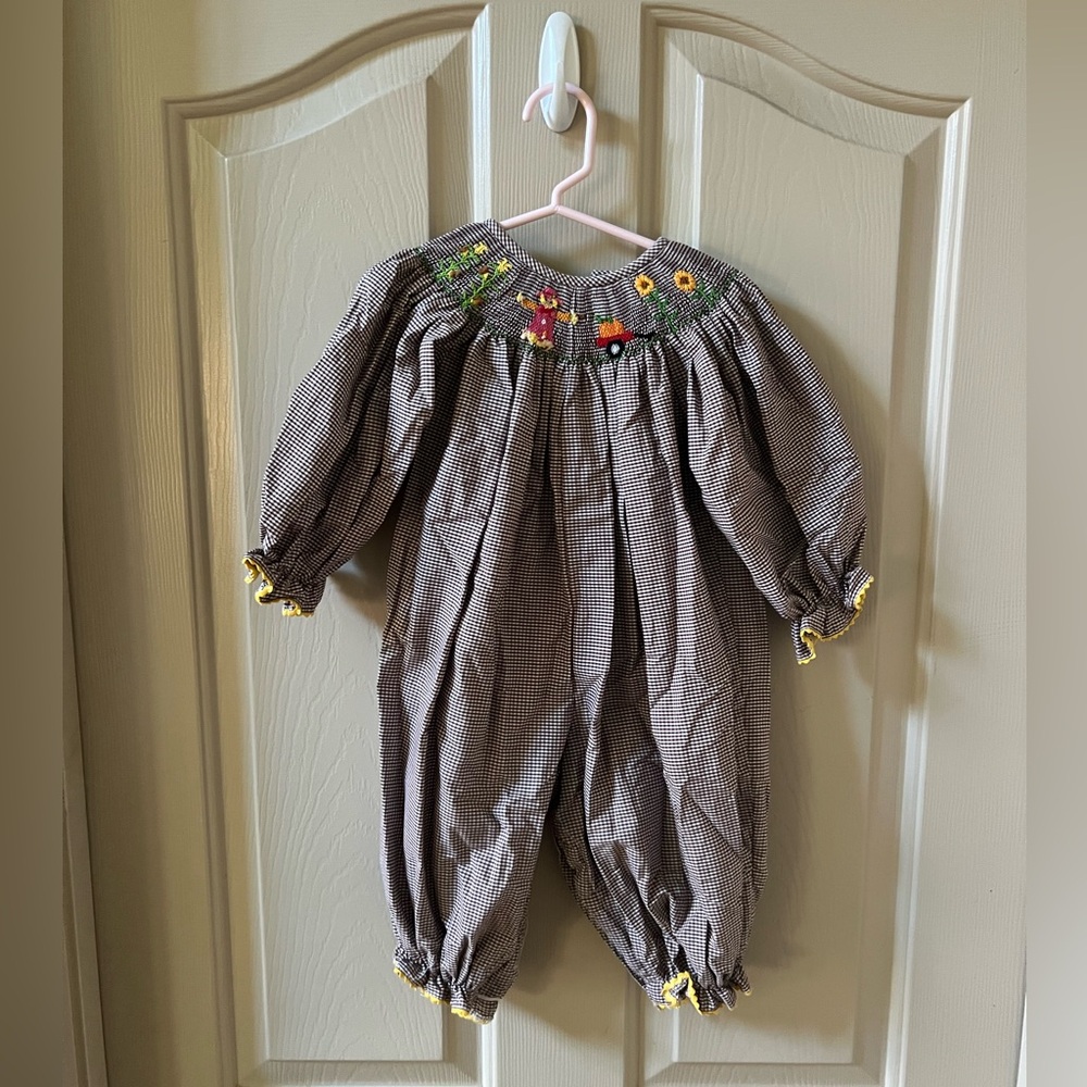 Baby girls smocked fall outfit